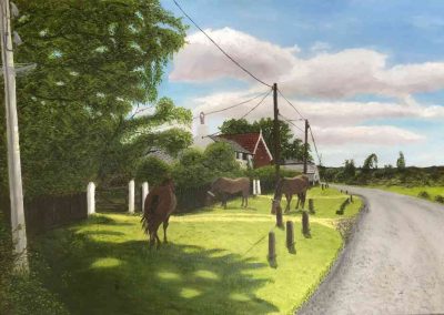Grazing Ponies East Boldre by Derek Honour